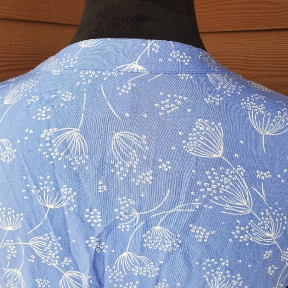 Old Navy Periwinkle Blue Pintuck Swing Tunic Long Sleeve Floral Mini Dress NWOT - Picture 16 of 16